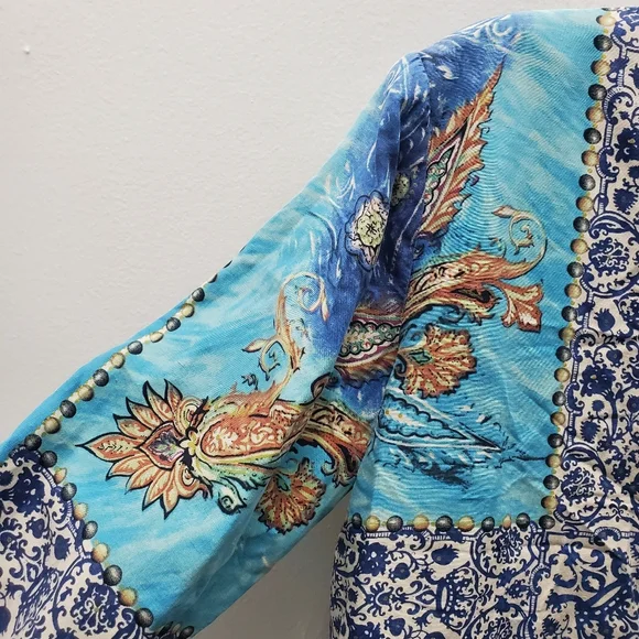 Coldwater Creek Silk Mixed Print Patchwork ButtonUp Jacket Size M - Picture 9 of 16